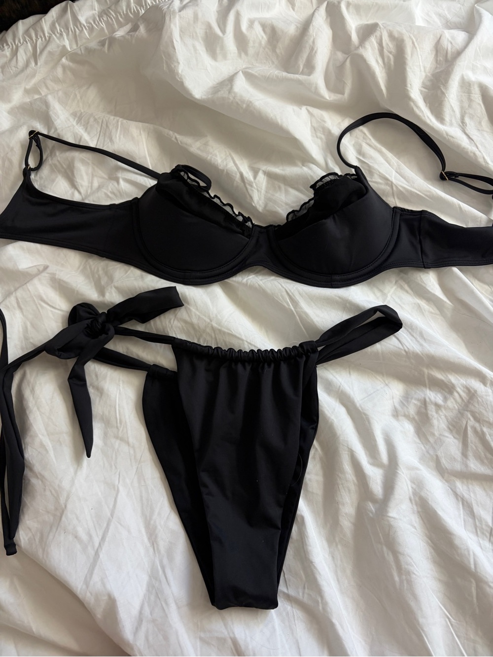 Frankie's Bikinis Black Tie-Side Underwire Bikini Set - Picture 1 of 2